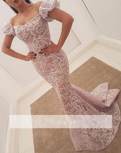 lace mermaid prom dresses short sleeves scoop lace appliques elegant evening formal dresses sweep train zipper back women long party gowns, Black
lace mermaid prom dresses short sleeves scoop lace appliques elegant evening formal dresses sweep train zipper back women long party gowns, Black