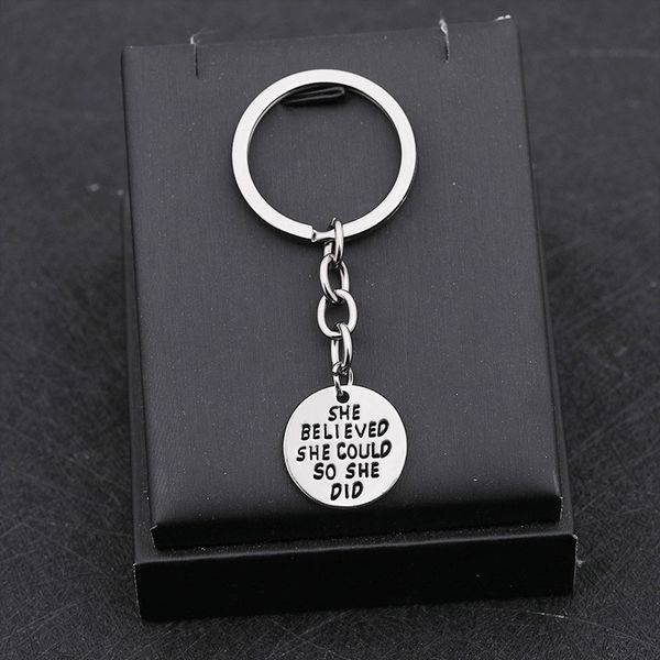 hand stamped "she believed she could so she did" pendant keychains for women men friends inspirational key rings jewelry, Slivery;golden
hand stamped "she believed she could so she did" pendant keychains for women men friends inspirational key rings jewelry, Slivery;golden