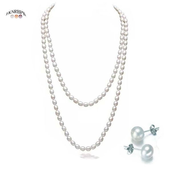 yknrbph natural long pearl rice necklace for women's autumn and winter sweater pearl chains, Silver
yknrbph natural long pearl rice necklace for women's autumn and winter sweater pearl chains, Silver