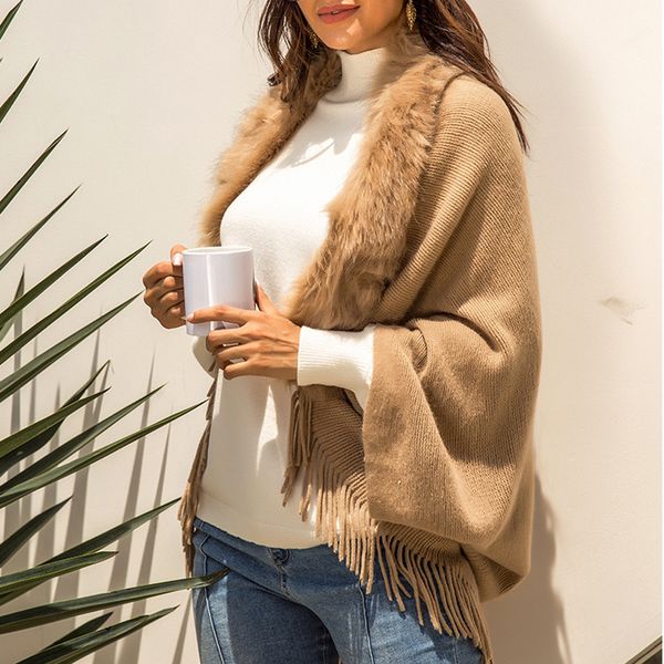 vogue ladies tassel cloak shawl fur collar cloak solid color sweater women loose cardigan sweater windproof and warm, White
vogue ladies tassel cloak shawl fur collar cloak solid color sweater women loose cardigan sweater windproof and warm, White
