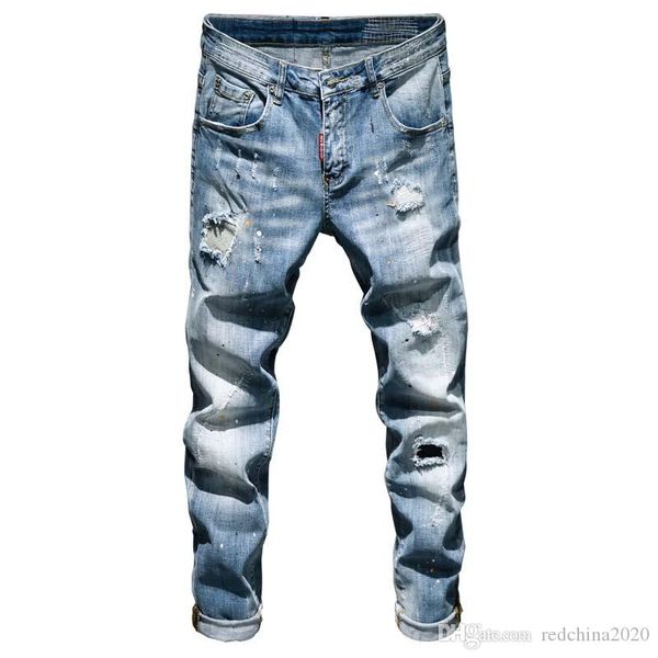2020 fashion distressed ripped mens designer printed slim fit jeans denim straight washed destroyed patches casual trousers 2988, Blue
2020 fashion distressed ripped mens designer printed slim fit jeans denim straight washed destroyed patches casual trousers 2988, Blue