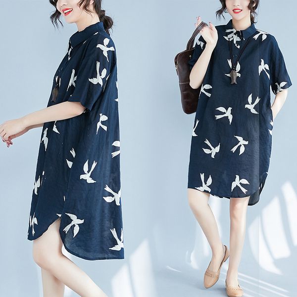 2019 literature the wind forest woman birdie printing easy will code shirt dress, White;black
2019 literature the wind forest woman birdie printing easy will code shirt dress, White;black