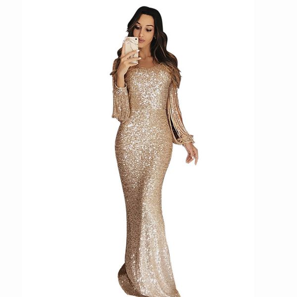 elegant tassels sleeve gold sequin dress women evening party glitter metal bodycon long maxi dresses 2020, Black;gray
elegant tassels sleeve gold sequin dress women evening party glitter metal bodycon long maxi dresses 2020, Black;gray