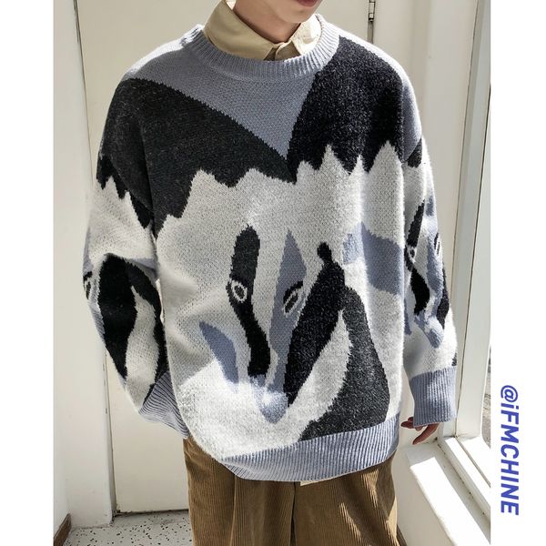 2019 autumn and winter new youth popular jacquard round neck pullover fashion casual animal print loose sweater khaki / black, White;black
2019 autumn and winter new youth popular jacquard round neck pullover fashion casual animal print loose sweater khaki / black, White;black