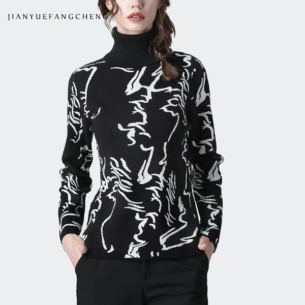 women skinny knitted sweater fashion irregular striped printed warm comfortable high neck sweaters office ladies winter top, White;black
women skinny knitted sweater fashion irregular striped printed warm comfortable high neck sweaters office ladies winter top, White;black