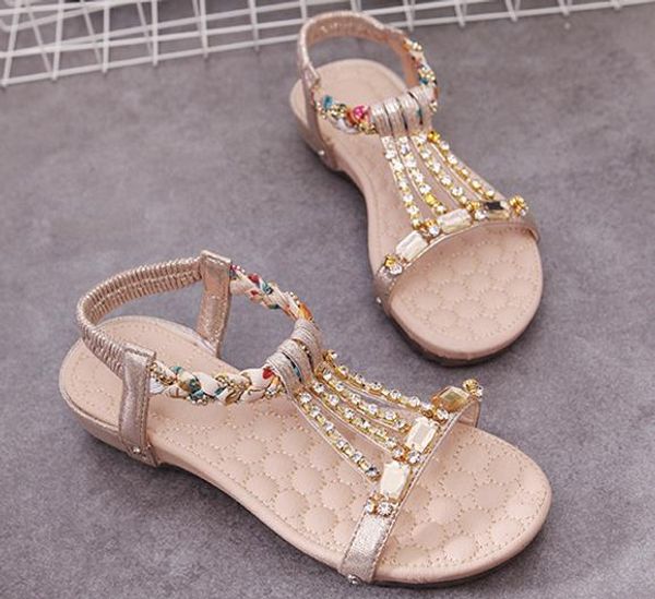 2019 women's sandals in summer with new style flat bottom water drill@18, Black 
2019 women's sandals in summer with new style flat bottom water drill@18, Black