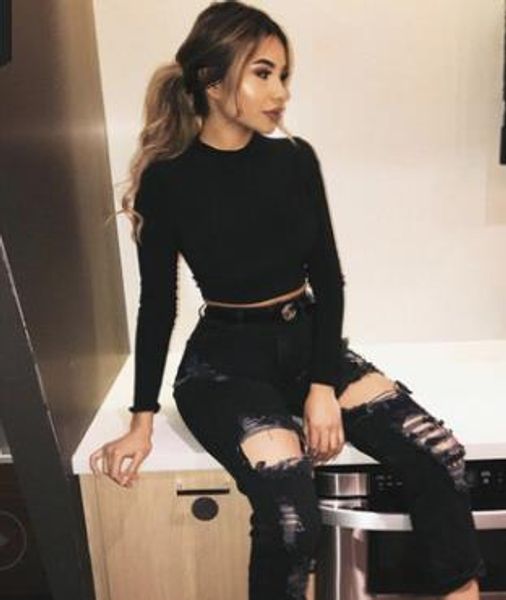 2019 женщины с длинным рукавом crop top black sexy одежда водолазка basic short t shirt, White
2019 женщины с длинным рукавом crop top black sexy одежда водолазка basic short t shirt, White