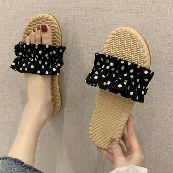 summer polka dot woven flat slippers bohemian round head non-slip beach slipper women's summer footwear zapatos de mujer drop, Black
summer polka dot woven flat slippers bohemian round head non-slip beach slipper women's summer footwear zapatos de mujer drop, Black