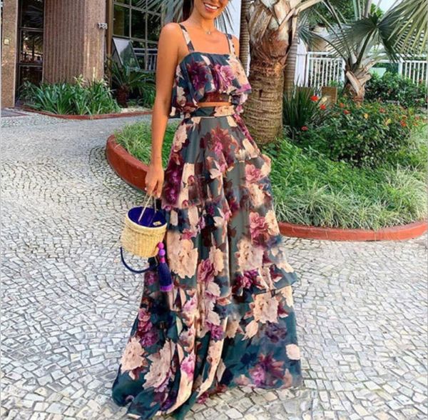 summer lady sleeveless expansion women maxi party dress boho long beach chiffon printed dress, Black;gray
summer lady sleeveless expansion women maxi party dress boho long beach chiffon printed dress, Black;gray