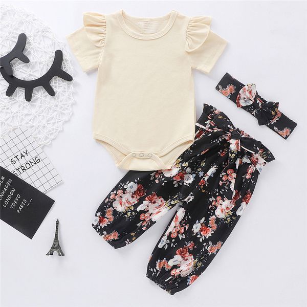 new newborn baby girl clothes solid short sleeve ruffle romper+floral print pants+headband outfits clothes baby set, White
new newborn baby girl clothes solid short sleeve ruffle romper+floral print pants+headband outfits clothes baby set, White