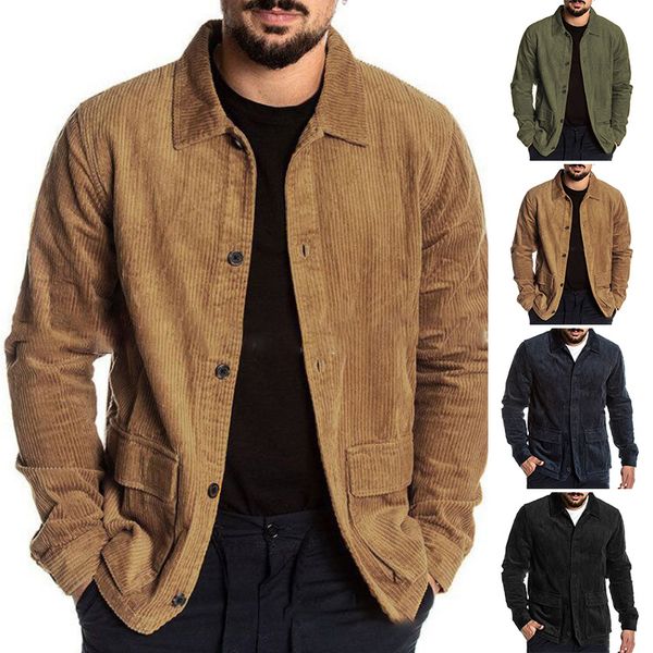 2020 retro men's coat slim fit long sleeve button down lapel collar corduroy pocket casual plain vintage jackets plus size, Black;brown
2020 retro men's coat slim fit long sleeve button down lapel collar corduroy pocket casual plain vintage jackets plus size, Black;brown