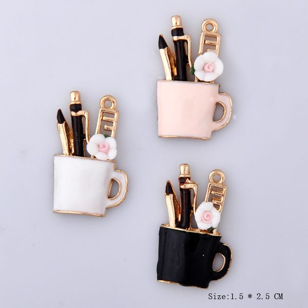 10pcs 15*25mm diy fashion alloy enamel pen cup charms for bracelet, metal dangle pencil cup pendants earring jewelry making, Bronze;silver
10pcs 15*25mm diy fashion alloy enamel pen cup charms for bracelet, metal dangle pencil cup pendants earring jewelry making, Bronze;silver
