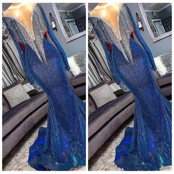 2019 bling bling sequined mermaid prom dresses long sleeves tassel beaded sweep train formal evening party wear gowns, Black
2019 bling bling sequined mermaid prom dresses long sleeves tassel beaded sweep train formal evening party wear gowns, Black