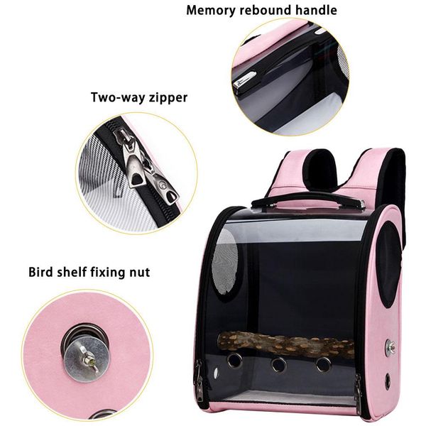 augkun transparent pet backpack double-open zippered bird travel cage stylish bird carrier with venting holes
augkun transparent pet backpack double-open zippered bird travel cage stylish bird carrier with venting holes
