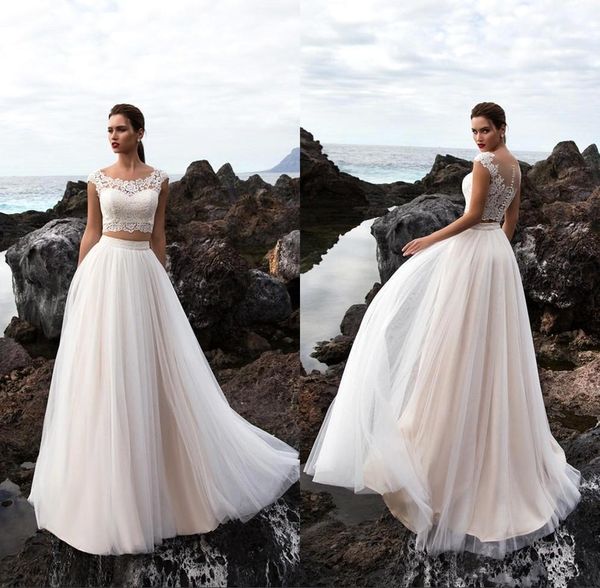 white two pieces tulle a line summer beach wedding dresses bohemia lace floor length wedding bridal gowns with buttons
white two pieces tulle a line summer beach wedding dresses bohemia lace floor length wedding bridal gowns with buttons