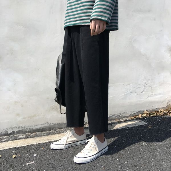men's pants 2021 spring and summer japanese korean trend casual couple solid color loose youth male cropped trousers streetwear hip hop, Black
men's pants 2021 spring and summer japanese korean trend casual couple solid color loose youth male cropped trousers streetwear hip hop, Black