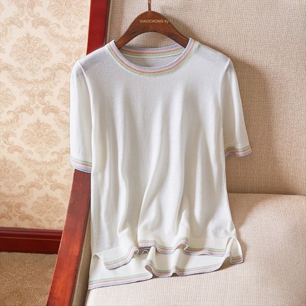 bugs fly 2019 rainbow knitted solid color round collar short-sleeved women's bugs fly 2019 rainbow knitted solid color round collar sho, White
bugs fly 2019 rainbow knitted solid color round collar short-sleeved women's bugs fly 2019 rainbow knitted solid color round collar sho, White