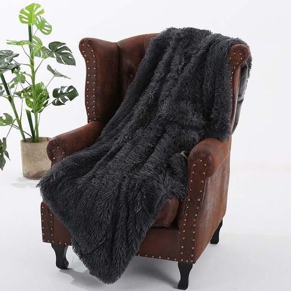 luxury long plush armchair couch blanket cover baby bedspread winter warmer thick double fluffy quilt plaid