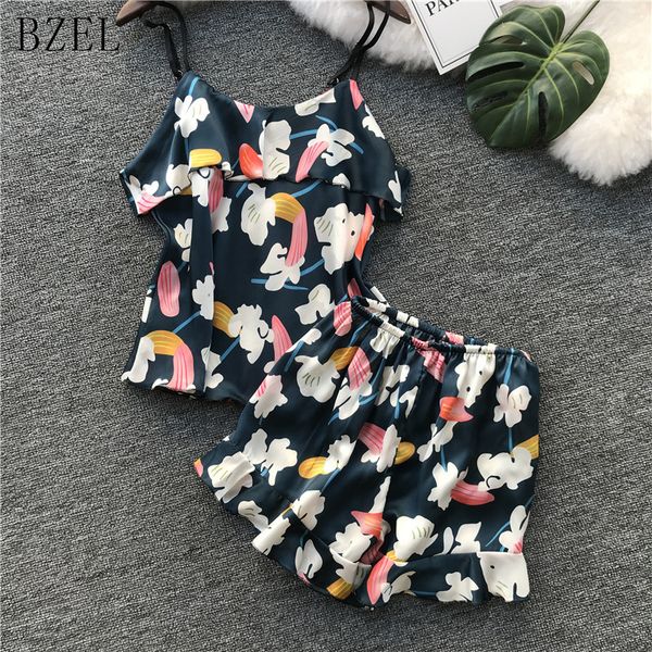 bzel women sleepwear sleeveless strap nightwear lace trim satin cami pajama set lingerie intimate ladies underwear 2pcs, Blue;gray
bzel women sleepwear sleeveless strap nightwear lace trim satin cami pajama set lingerie intimate ladies underwear 2pcs, Blue;gray