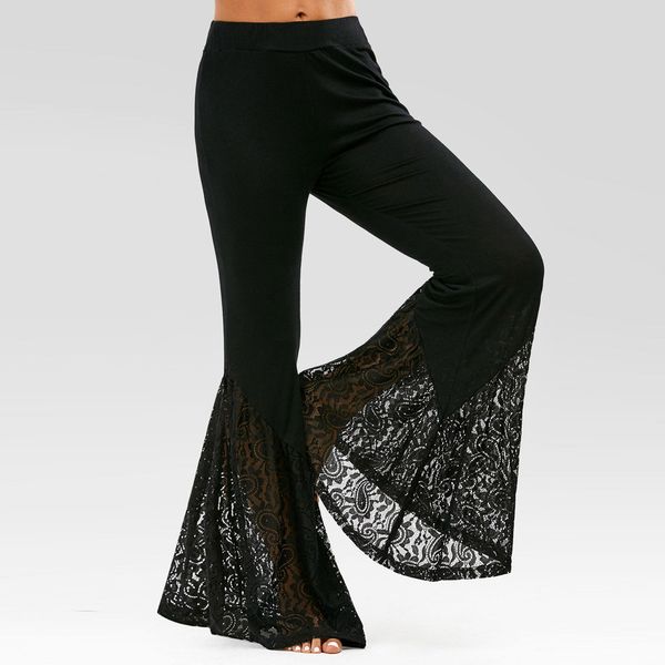 women casual full length lace wide leg split pants falre bottoms vintage modis streetwear pantalones de mujer, Black;white
women casual full length lace wide leg split pants falre bottoms vintage modis streetwear pantalones de mujer, Black;white