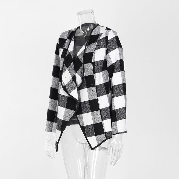 2019 spring and autumn leisure plaid lapel woolen coat women's clothing abrigo mujer manteau femme large lattice wool coat, Black
2019 spring and autumn leisure plaid lapel woolen coat women's clothing abrigo mujer manteau femme large lattice wool coat, Black