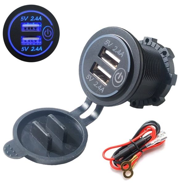 12v/24v waterproof 2.4a dual usb charger socket power outlet with touch on off switch led light for car motorcycle phone gps
12v/24v waterproof 2.4a dual usb charger socket power outlet with touch on off switch led light for car motorcycle phone gps