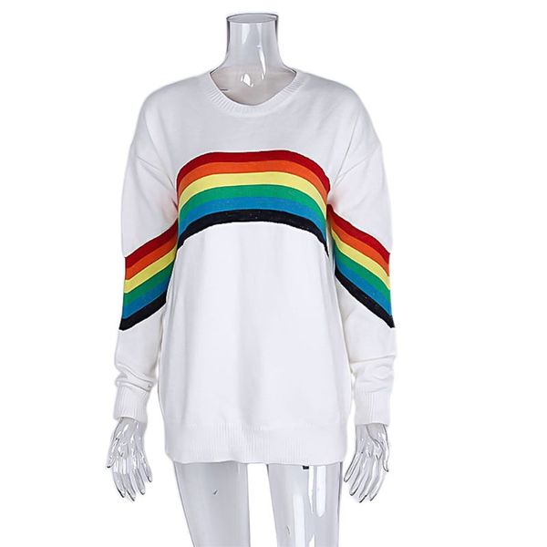 womens autumn winter long sleeve round neck knitted sweaters rainbow stripes patchwork casual loose pullover jumper tunic, White;black
womens autumn winter long sleeve round neck knitted sweaters rainbow stripes patchwork casual loose pullover jumper tunic, White;black