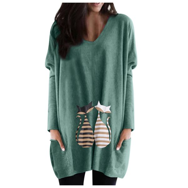 jaycosin women casual print cat long sleeves pocket irregular blouse shirt hiver sweater female 1125, White
jaycosin women casual print cat long sleeves pocket irregular blouse shirt hiver sweater female 1125, White