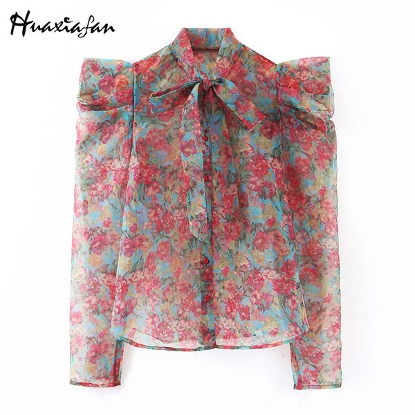 huaxiafan floral blouse women shirts transparent organze blouse stand bow collar female chic long sleeve floral shirts, White
huaxiafan floral blouse women shirts transparent organze blouse stand bow collar female chic long sleeve floral shirts, White