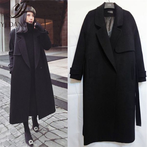 spring autumn winter new women casual wool blend trench coat oversized long belt with belt women wool coat cashmere outerwear, Black
spring autumn winter new women casual wool blend trench coat oversized long belt with belt women wool coat cashmere outerwear, Black