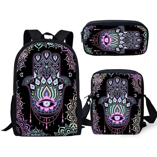 3pcs/set school bag students fatima hamsa hand print backpack for boys girls children bookbag lucky hand black rucksack knapsack
3pcs/set school bag students fatima hamsa hand print backpack for boys girls children bookbag lucky hand black rucksack knapsack
