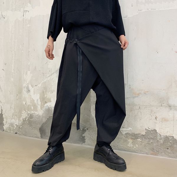 men ribbon splice loose casual black cross trousers male japan streetwear hip hop punk gothic harem pants
men ribbon splice loose casual black cross trousers male japan streetwear hip hop punk gothic harem pants