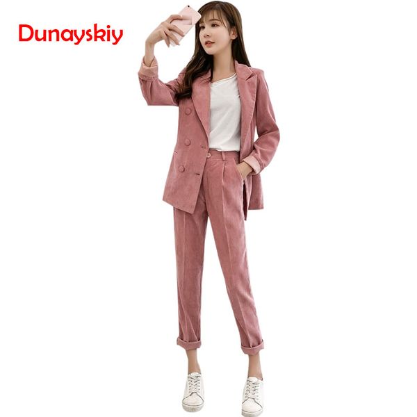 2019 spring new women's corduroy blazer two piece sets notched collar casual jacket loose female clothing, White;black
2019 spring new women's corduroy blazer two piece sets notched collar casual jacket loose female clothing, White;black