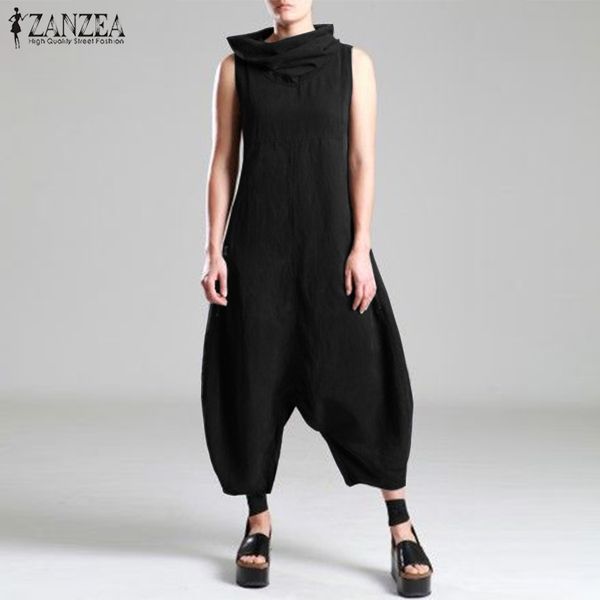 plus size linen overalls women's jumpsuits zanzea 2019 summer pantalon female drop crotch turtleneck rompers combinaison femme y1905150, Black;white
plus size linen overalls women's jumpsuits zanzea 2019 summer pantalon female drop crotch turtleneck rompers combinaison femme y1905150, Black;white