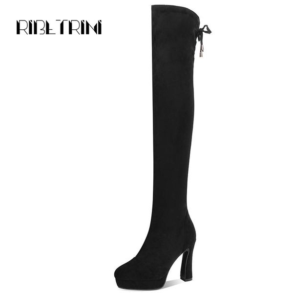 ribetrini fashion stretchy over the knee slim boots 2019 vintage high heels round toe platform shoes woman party wedding boots, Black
ribetrini fashion stretchy over the knee slim boots 2019 vintage high heels round toe platform shoes woman party wedding boots, Black