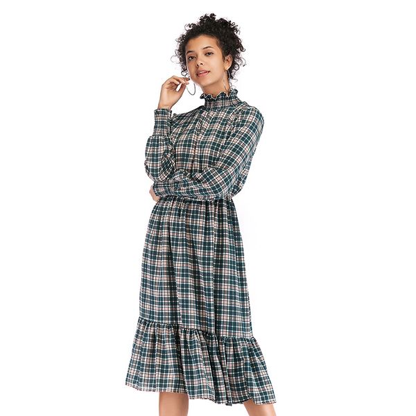 lotus leaf edge high-collar chiffon dress, chequered long sleeve dresses for women's wear, Black;gray
lotus leaf edge high-collar chiffon dress, chequered long sleeve dresses for women's wear, Black;gray