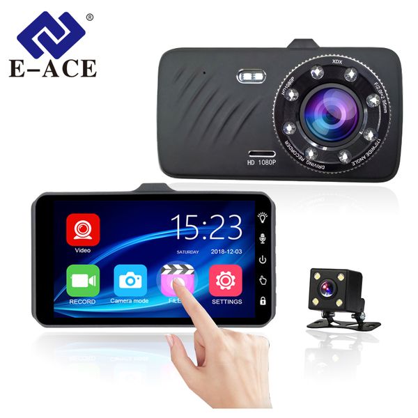 e-ace car dvr 4 inch touch auto camera dual lens dashcam fhd 1080p registrator with rear view camera dash cam video recorder
e-ace car dvr 4 inch touch auto camera dual lens dashcam fhd 1080p registrator with rear view camera dash cam video recorder