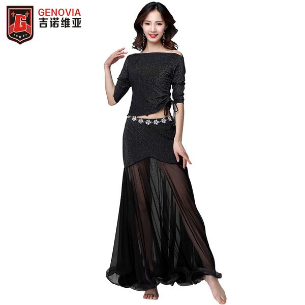 2019 women belly dance set mesh stretchy shinny fabric practice clothes long skirt 2color, Black;red
2019 women belly dance set mesh stretchy shinny fabric practice clothes long skirt 2color, Black;red