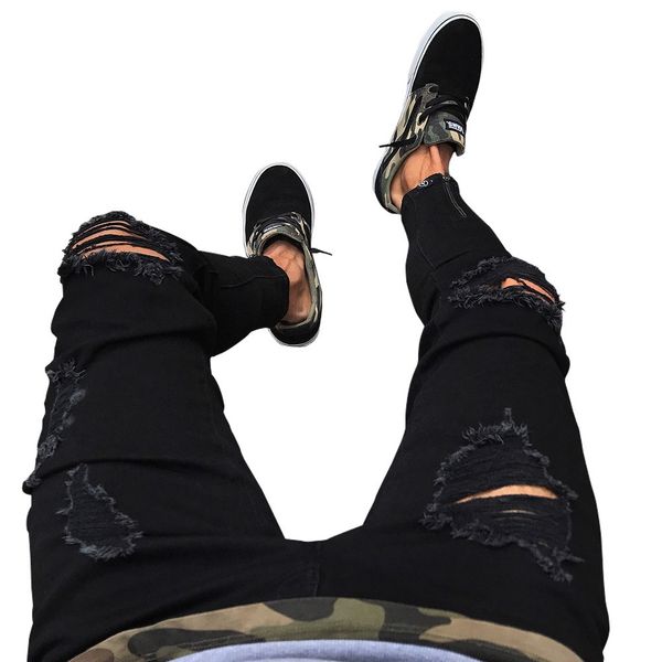 pour homme casual jeans solid big hole high street elastic new fashio slim fit comfortable to wear pencil pants, Blue
pour homme casual jeans solid big hole high street elastic new fashio slim fit comfortable to wear pencil pants, Blue