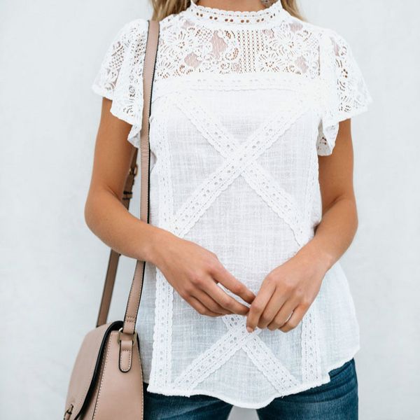 2019 hot summer shirt solid lace fashion women loose short sleeve shirt casual lace floral tops, White
2019 hot summer shirt solid lace fashion women loose short sleeve shirt casual lace floral tops, White