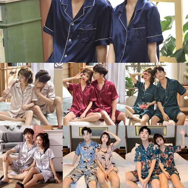 summer couple silk pajamas short-sleeved pajamas women's pure color ice silk autumn home wear cardigan men's suit, Blue;red
summer couple silk pajamas short-sleeved pajamas women's pure color ice silk autumn home wear cardigan men's suit, Blue;red