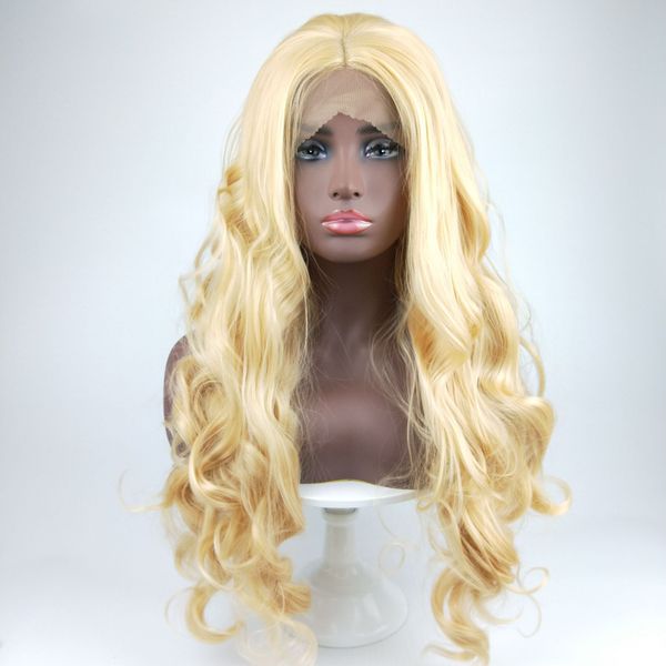 26" long blonde synthetic lace front wig long wavy wigs for women dark roots middle part natural hairline 150 density heat ok, Black
26" long blonde synthetic lace front wig long wavy wigs for women dark roots middle part natural hairline 150 density heat ok, Black