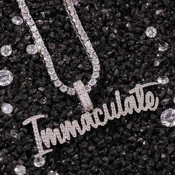 iced out immaculate pendant necklace for men women luxury designer bling diamond letters pendants neckalces tennis chain jewelry love gift, Silver
iced out immaculate pendant necklace for men women luxury designer bling diamond letters pendants neckalces tennis chain jewelry love gift, Silver