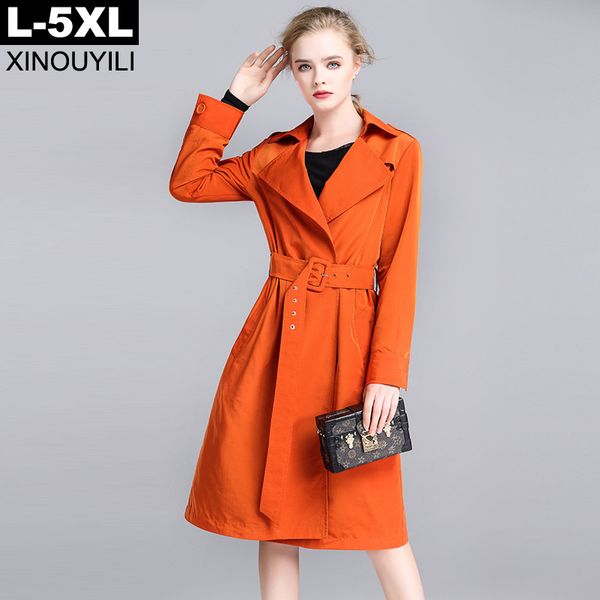 l - 5xl plus size trench coat female autumn winter 2017 orange color turn down collar causal long outerwear with belt pockets, Tan;black
l - 5xl plus size trench coat female autumn winter 2017 orange color turn down collar causal long outerwear with belt pockets, Tan;black
