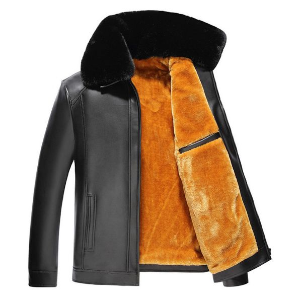men's fur & faux 2021 autumn and winter leather middle-aged lapel jacket plus velvet thickened male father, Black
men's fur & faux 2021 autumn and winter leather middle-aged lapel jacket plus velvet thickened male father, Black