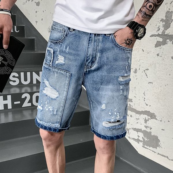 2019 new fivepence pants man riding breeches self-cultivation men holes pants jeans fashion jogger clothes, Blue
2019 new fivepence pants man riding breeches self-cultivation men holes pants jeans fashion jogger clothes, Blue