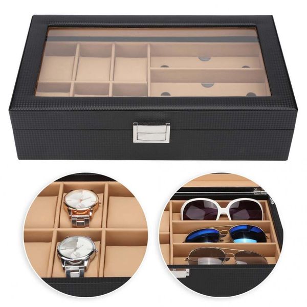 6 slots watch + 3 slots glasses sunglasses jewelry storage organizer watch case container box gift box organizer, Black;blue
6 slots watch + 3 slots glasses sunglasses jewelry storage organizer watch case container box gift box organizer, Black;blue