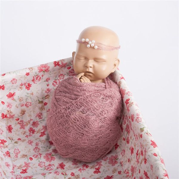 

2 pcs/set baby pgraphy props blanket wraps stretch knit wrap p newborn cloth accessories headdress
