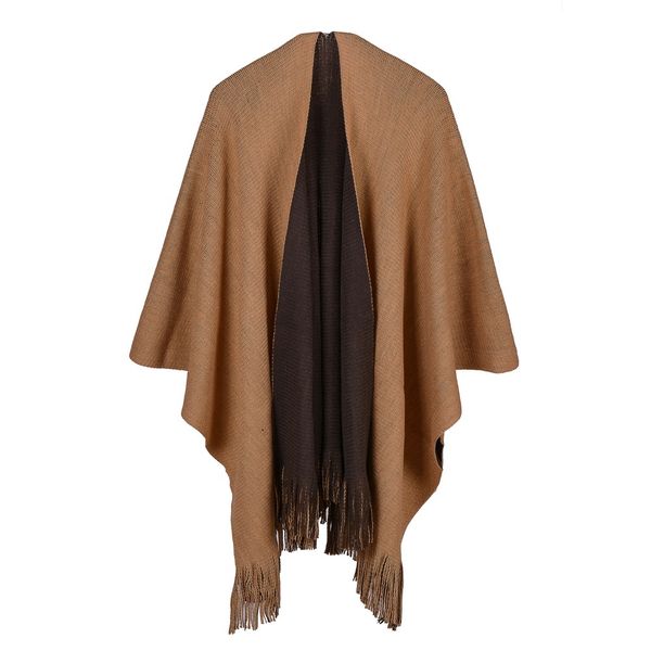 

autumn winter thick simple versatile ab double-sided split large shawl sweater cloak warp female 110*160cm, Blue;gray