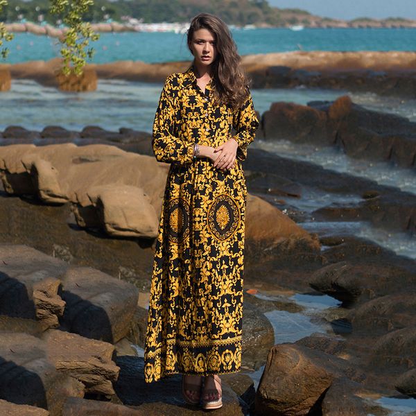 spring and summer new women's skirt single-breasted shirt neck bohemian beach vacation printed dress skirt long skirt, Black;gray
spring and summer new women's skirt single-breasted shirt neck bohemian beach vacation printed dress skirt long skirt, Black;gray